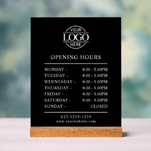 Modern Minimalist Black   Business Opening Hours Acrylic Sign