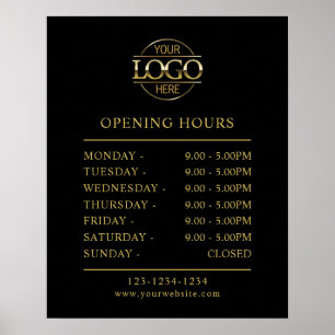 Modern Minimalist Black   Business Opening Hours Poster