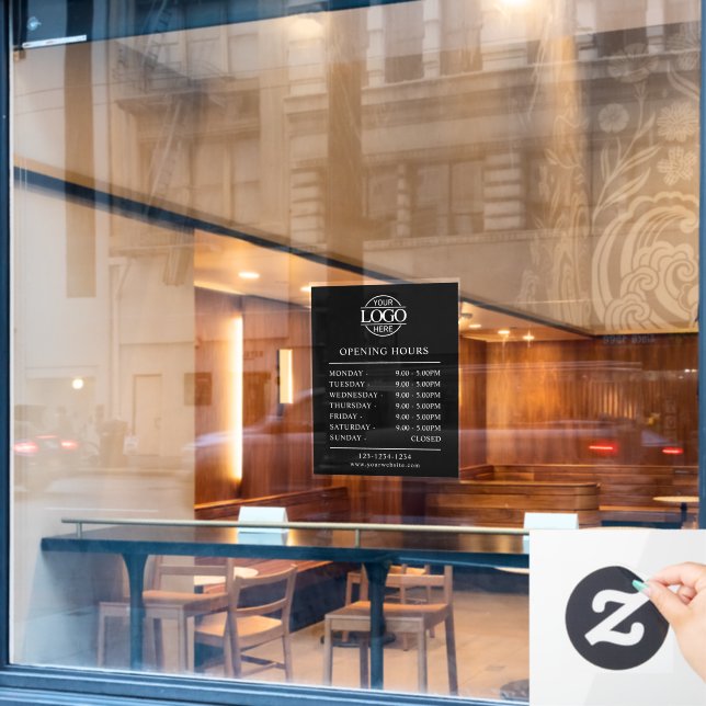 Modern Minimalist Black | Business Opening Hours Window Cling (Cafe Window)