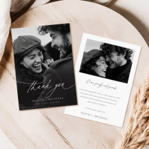 Modern Minimalist Black Calligraphy Photo Wedding