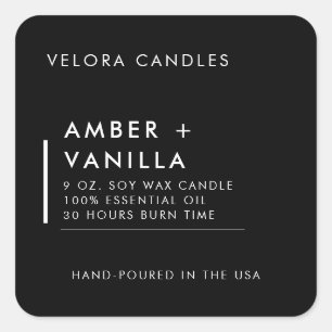 Modern Minimalist Black Candle Label Sticker