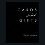 Modern Minimalist | Black Cards and Gifts Sign<br><div class="desc">This modern minimalist | black cards and gifts sign is perfect for your classy boho wedding. Its simple, unique abstract design accompanied by a contemporary minimal script and a black and white colour palette gives this product a feel of elegant formal luxury while staying simplistic, chic bohemian. Keep it as...</div>
