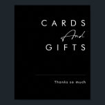 Modern Minimalist | Black Cards and Gifts Sign<br><div class="desc">This modern minimalist | black cards and gifts sign is perfect for your classy boho wedding. Its simple, unique abstract design accompanied by a contemporary minimal script and a black and white colour palette gives this product a feel of elegant formal luxury while staying simplistic, chic bohemian. Keep it as...</div>