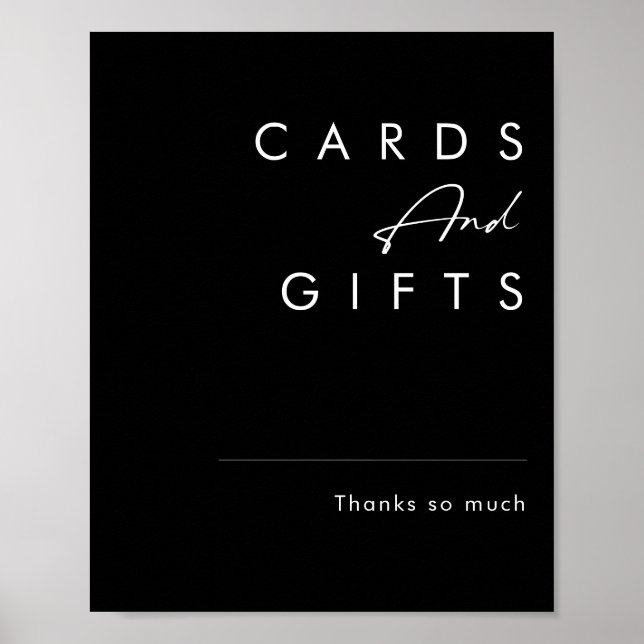 Modern Minimalist | Black Cards and Gifts Sign (Front)