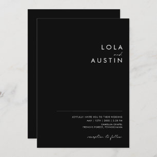 Modern Minimalist   Black Casual Wedding Invitation