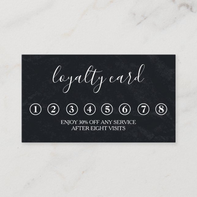 Modern Minimalist Black Chalkboard Loyalty Card (Front)