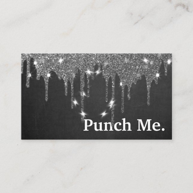 Modern Minimalist Black Chalkboard Loyalty Card (Front)