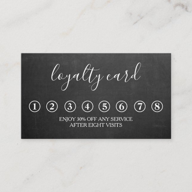 Modern Minimalist Black Chalkboard Loyalty Card (Front)