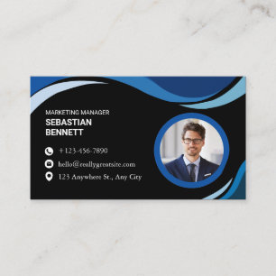 Modern Minimalist Black Custom  Business Card