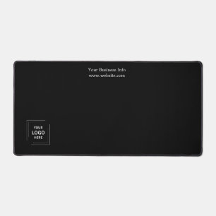 Modern Minimalist Black Custom Business Logo Desk Mat
