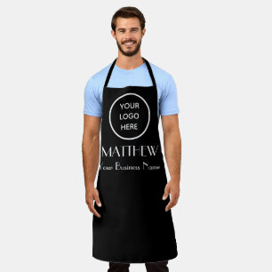 Modern Minimalist Black Custom logo Modern Apron
