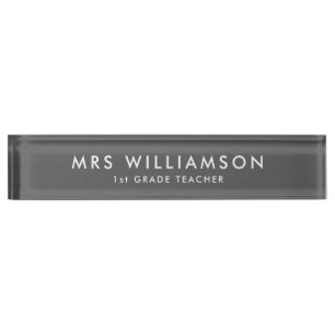 Modern Minimalist Black Custom teacher desk Nameplate