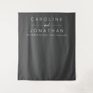 Modern Minimalist Black Custom Wedding Backdrop Tapestry