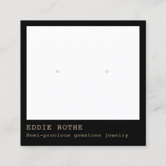 Modern Minimalist Black Earring Jewellery Display Square Business Card