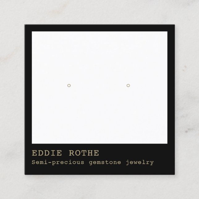 Modern Minimalist Black Earring  Jewellery Display Square Business Card (Front)