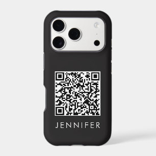 Modern Minimalist Black Executive QR Code Monogram