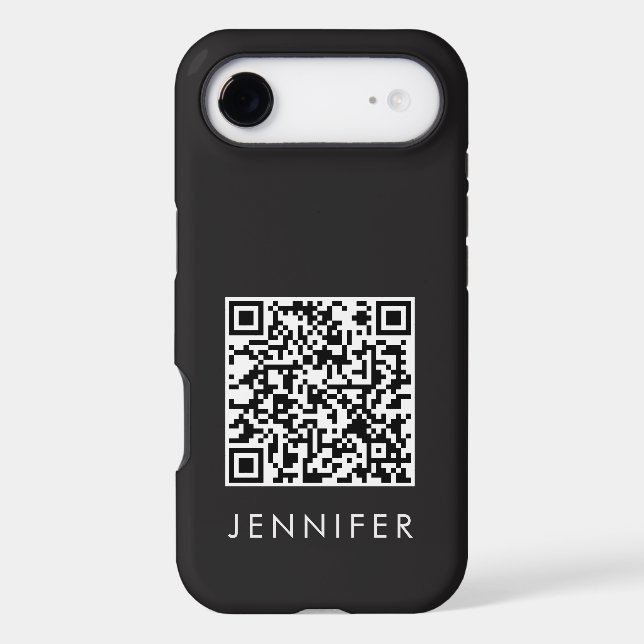 Modern Minimalist Black Executive QR Code Monogram (Back)