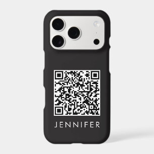 Modern Minimalist Black Executive QR Code Monogram