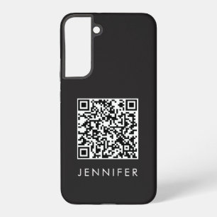 Modern Minimalist Black Executive QR Code Monogram Samsung Galaxy Case