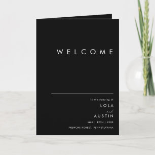 Modern Minimalist   Black Folded Wedding Program Programme