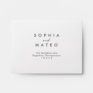 Modern Minimalist Black Font Self Addressed RSVP Envelope