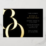 Modern Minimalist Black Gold 30th Birthday Party<br><div class="desc">Modern minimalist style 30th birthday party invitation in black and gold foil, editable template for your custom event details. This milestone birthday party invitation is the perfect pick if you are looking for a mens 30th birthday invitation, elegant adult birthday party invitation, invitation for a 30 year anniversary, modern but...</div>