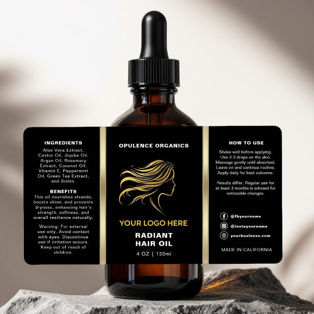 Modern Minimalist Black Gold Cosmetic Bottle  (Creator Uploaded)