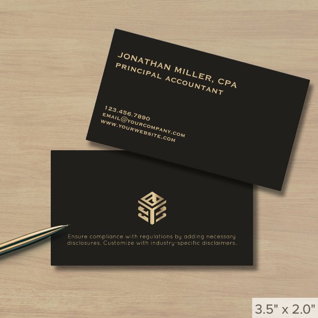 Modern Minimalist Black Gold Logo Business Card (Creator Uploaded)