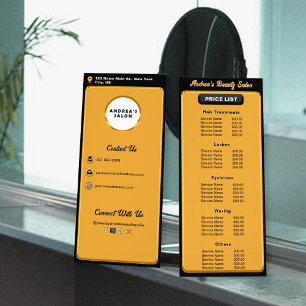 Modern Minimalist Black Gold Logo Salon Services  Rack Card
