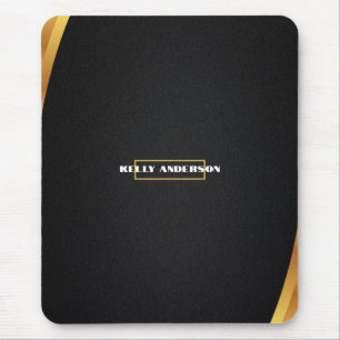 Modern Minimalist Black & Gold Pattern with Custom Mouse Mat