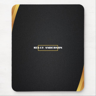 Modern Minimalist Black & Gold Pattern with Custom Mouse Mat