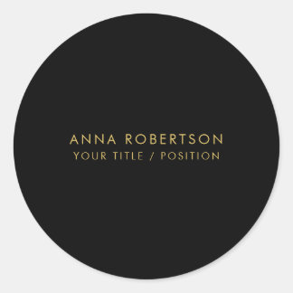 Modern Minimalist Black Gold Professional Trendy Classic Round Sticker