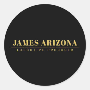 Modern Minimalist Black Gold Professional Trendy Classic Round Sticker