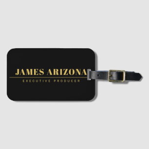 Modern Minimalist Black Gold Professional Trendy Luggage Tag
