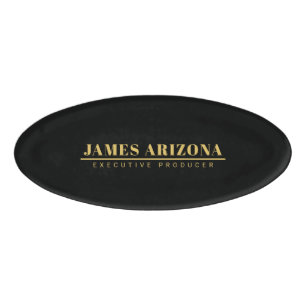 Modern Minimalist Black Gold Professional Trendy Name Tag