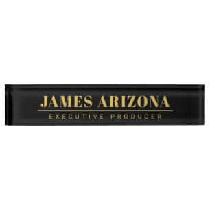 Modern Minimalist Black Gold Professional Trendy Nameplate