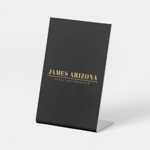 Modern Minimalist Black Gold Professional Trendy Pedestal Sign