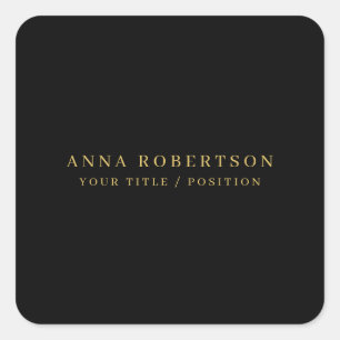 Modern Minimalist Black Gold Professional Trendy Square Sticker