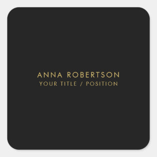 Modern Minimalist Black Gold Professional Trendy Square Sticker