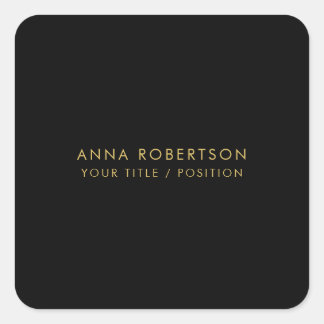 Modern Minimalist Black Gold Professional Trendy Square Sticker