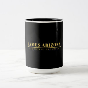 Modern Minimalist Black Gold Professional Trendy Two-Tone Coffee Mug