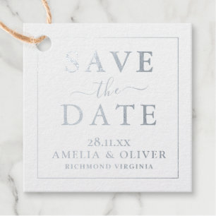Modern Minimalist Black Gold Save The Date Favour Tags
