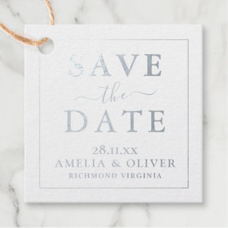 Modern Minimalist Black Gold Save The Date  Favour Tags