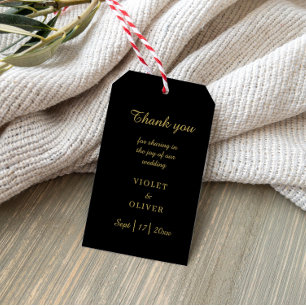 Modern Minimalist Black Gold Wedding Gift Tags