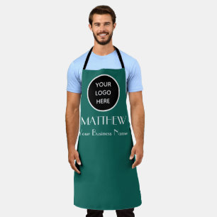 Modern Minimalist Black Green Custom logo Modern Apron