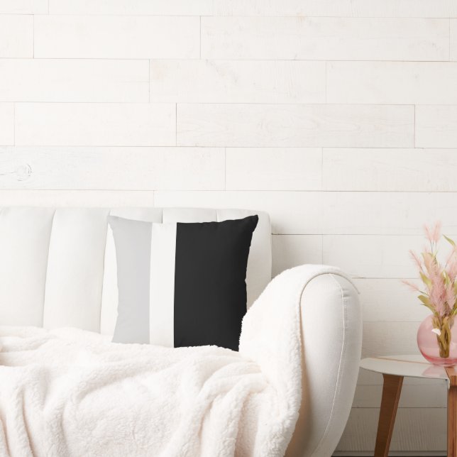 Modern Minimalist Black, Grey, And White Stripes   Cushion (Couch)