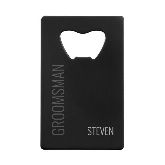 Modern Minimalist Black Groomsman Personalised (Front)