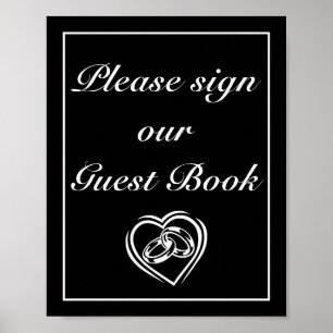 Modern Minimalist Black Guest Book Wedding Sign