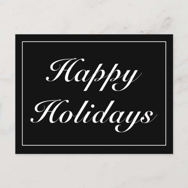 Modern Minimalist Black Happy Holidays Greeting Announcement Postcard (Front)