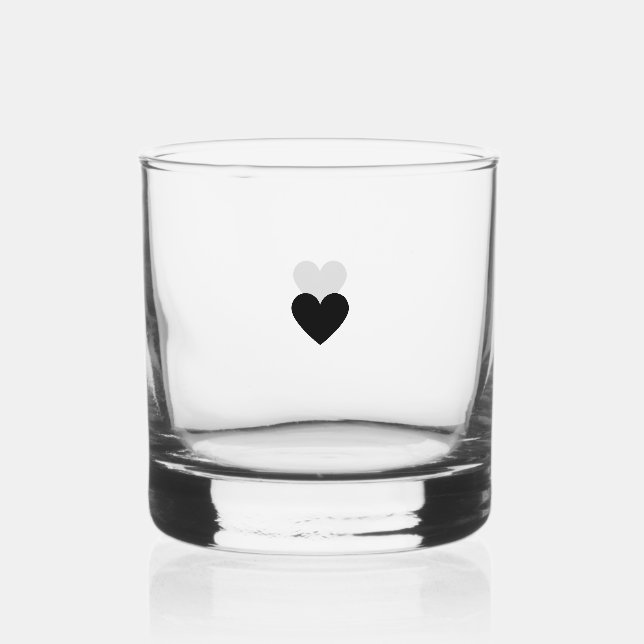 Modern Minimalist Black Heart Simple Custom Whiskey Glass (Front)